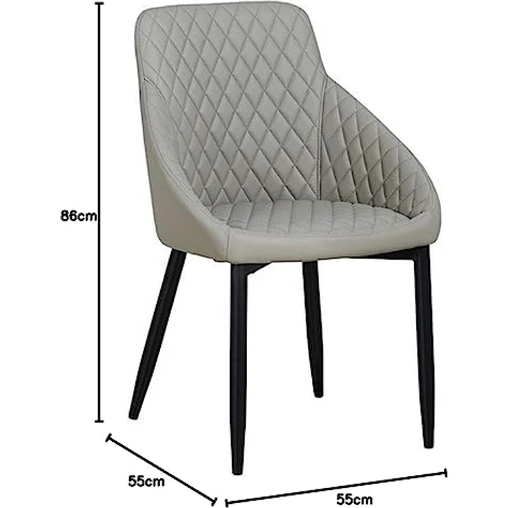 HOME MANIA Homemania Stuhl, Metall, Stoff, Grau, 55 x 55 x 86 cm – Bild 4
