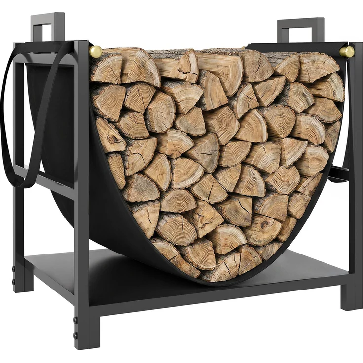 Outsunny Brennholzregal, Metall, Canvas, Schwarz, 47,5L x 33B x 44H cm – Bild 1