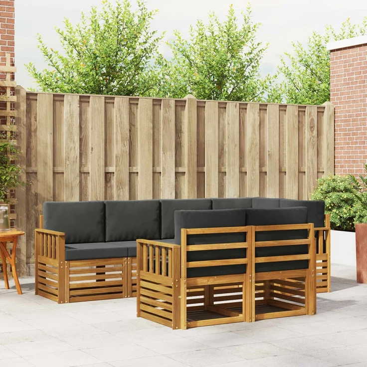 vidaXL Outdoor-Sofagarnitur 7 stk. 7-Sitzer Natur und Anthrazit 3374962 – Bild 1