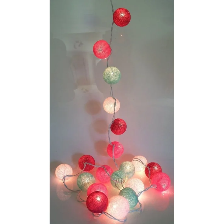 Guru-Shop LED-Lichterkette Stoff Ball Lichterkette, 20`er LED Kugel..