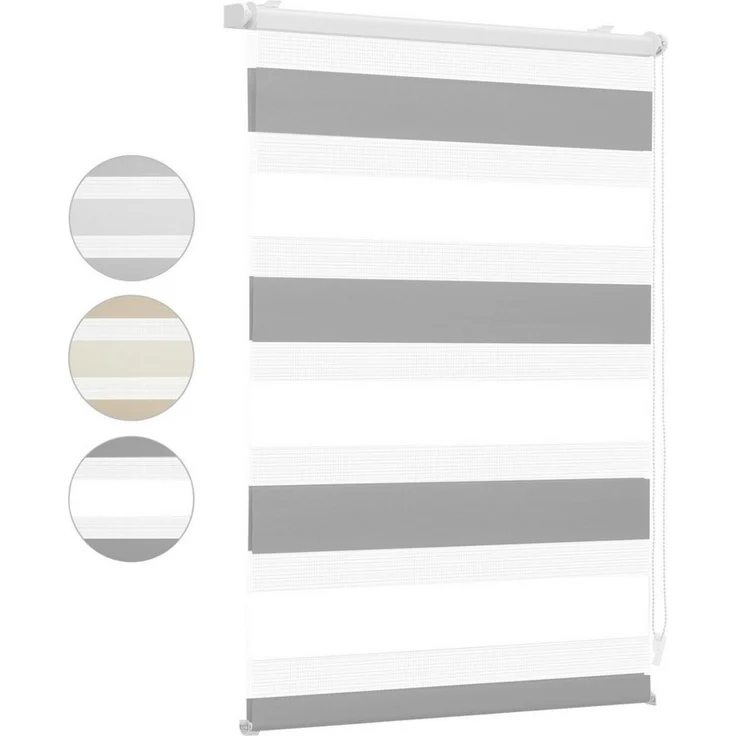 Doppelrollo Doppelrollo Klemmfix ohne Bohren Zweifarbig Zebra Rollo, Sekey, Extra Breite Stoffbahnen für mehr Privatsphäre & Schatten – Bild 5