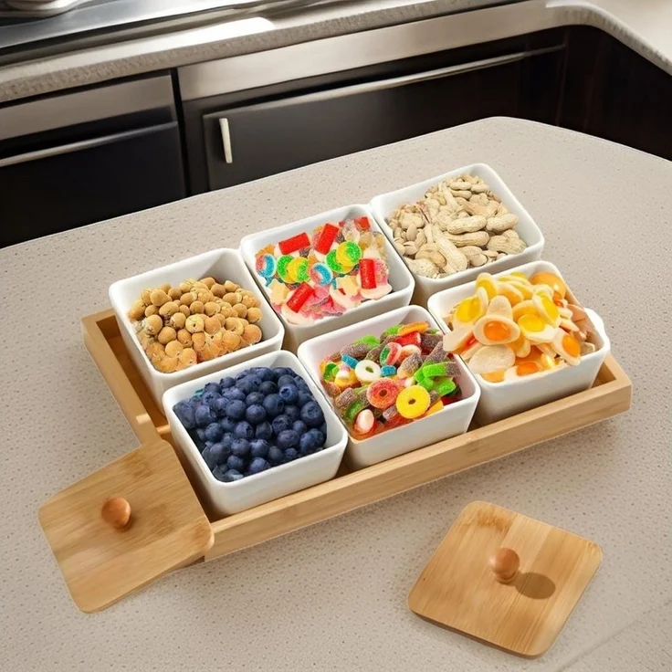 Servierset Snackschalen Dipschalen Servierschalen mit Tablett Cheffinger CF-CCB6 – Bild 3