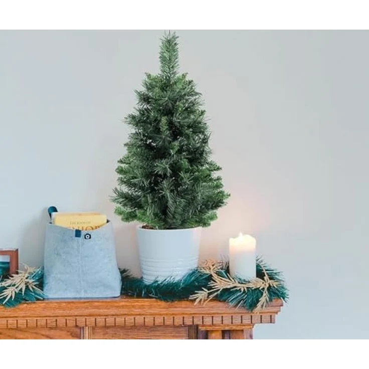 SALCAR 90 cm künstlicher Weihnachtsbaum mit Zementbasis – Kleiner Premium Tischbaum für Innenbereich, perfekte Weihnachtsdekoration – Bild 2