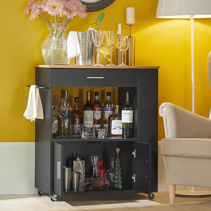 SoBuy FKW113-SCH Küchenwagen, Spanplatte, Melamin, Schwarz, 75 x 88 x 46 cm – Bild 2
