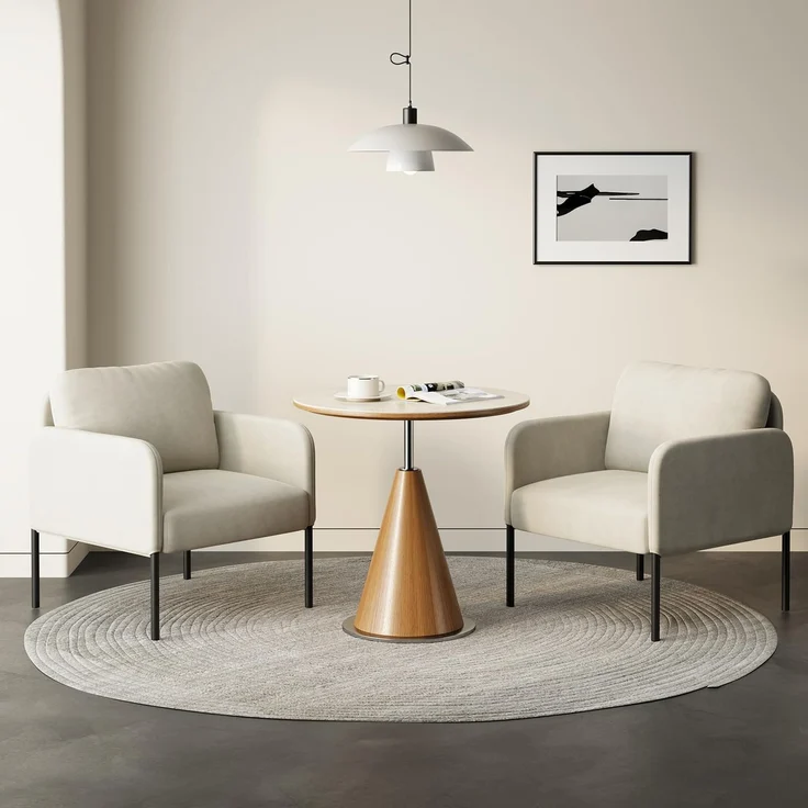 COLAMY Gepolsterter Ohrensessel 2er Set aus Samt – Moderner Lounge-Sessel mit weicher Rückenlehne, Komfortabler Sessel für Wohnzimmer, Schlafzimmer, Apartment & Leseecke, Beige – Bild 1