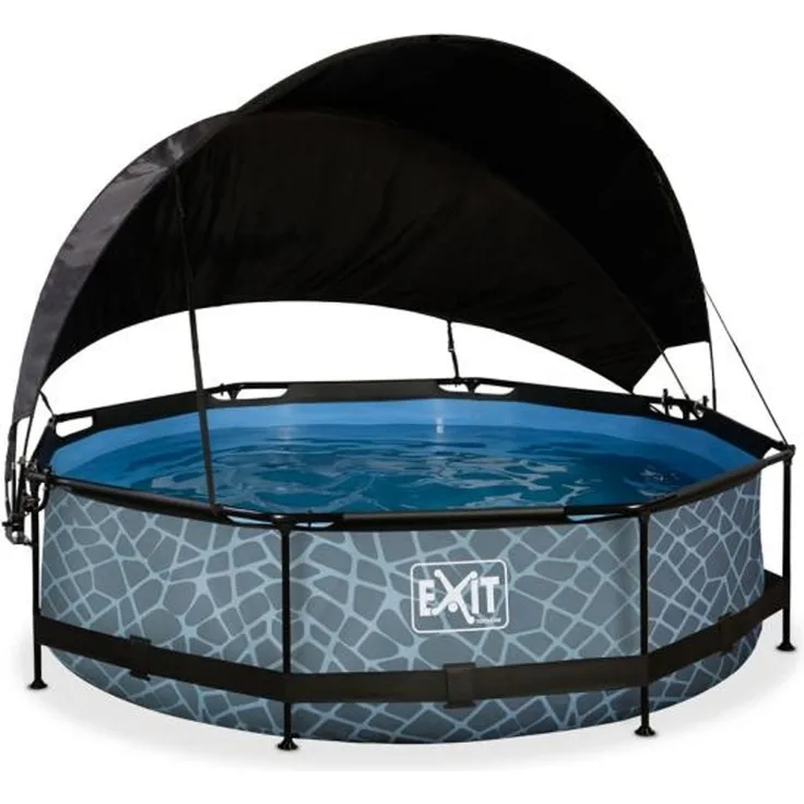 Exit Stahlrahmen Aufstellpool | Grau | 76 cm | Inkl. Filterpumpe, Sonnenschutz