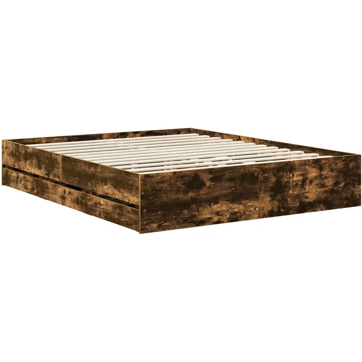 vidaXL Bettrahmen Geräucherte Eiche 160x200 cm Ingenieurs Holz 3411492 – Bild 5