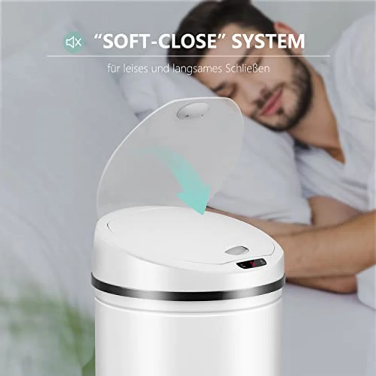 Ribelli Edelstahl Mülleimer 50 Liter - Abfalleimer mit Sensor - automatisches Öffnen und Schließen - Klemmring für Müllbeutel - Abnehmbarer Deckel - mit LED-Funktionsanzeige (Weiß) – Bild 4