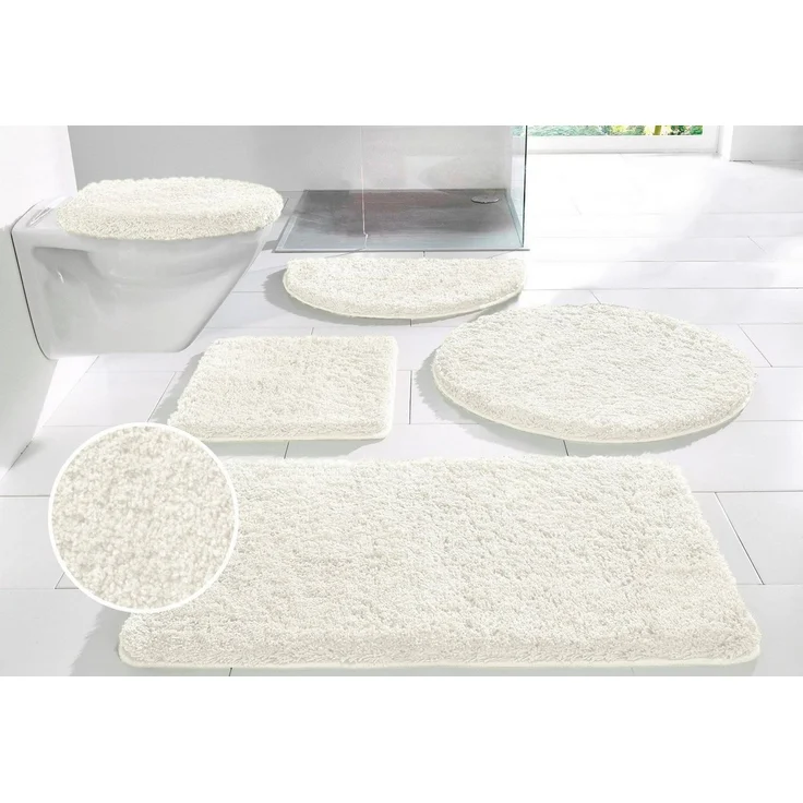 OTTO home Badematte Sanremo, Badvorleger, Badezimmer Teppich, sehr weich, Höhe 30 mm, rutschhemmend beschichtet, fußbodenheizungsgeeignet, schnell trocknend, Polyester, halbrund, Badteppich, unifarben, rechteckig, rund & als 3-tlg. Set erhältlich – Bild 5