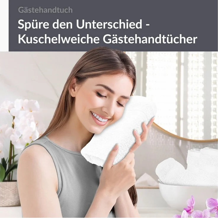 Lashuma Gästehandtücher - Kleine Handtücher Linz, Frottee (Spar-Set, 4-St), kleine Handtücher für Bad 30x50 cm weiß – Bild 3