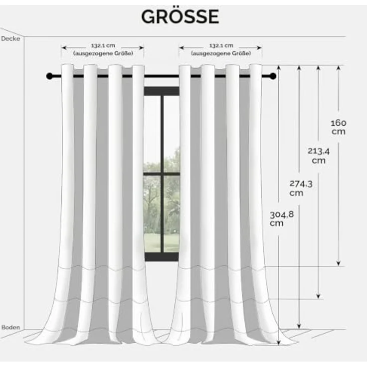 Joydeco Vorhänge, 160 cm Länge, für Zimmer, verdunkelnde graue Vorhänge, Verdunkelungsvorhänge, 160 cm Länge, für Schlafzimmer, Wohnzimmer, graue Kurze Ösen, Fenstervorhänge – Bild 9