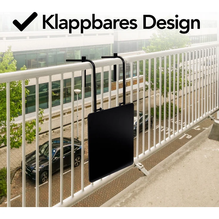Infinity Goods Balkontisch – klappbar – 60 x 60 cm – verstellbar – hängend – schwarz – Bild 3