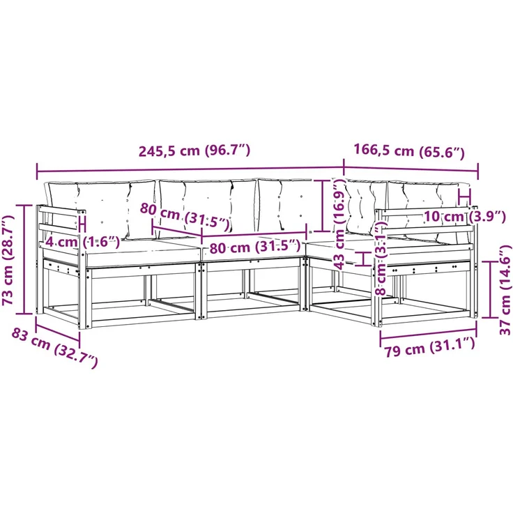 vidaXL Outdoor-Sofagarnitur 4 stk. Weiß und Hellgrau 3386360 – Bild 9