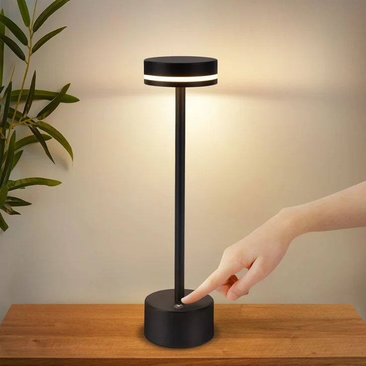 ZMH Tischlampe Kabellos LED Tischleuchte Akku - Nachttischlampe Dimmbare 3000K-6500K mit USB-C -Touch Lampe Schwarz Tischlampen -für Schlafzimmer Esszimmer Büro – Bild 1