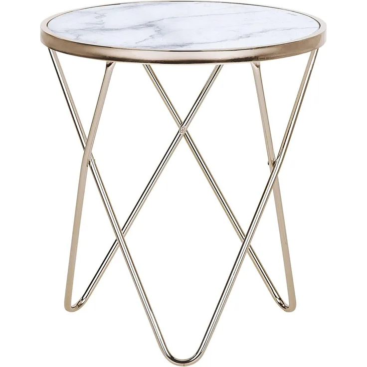 Beliani 'Meridian II' Couchtisch, Glas/Metall, Gold, 50 x 55 cm