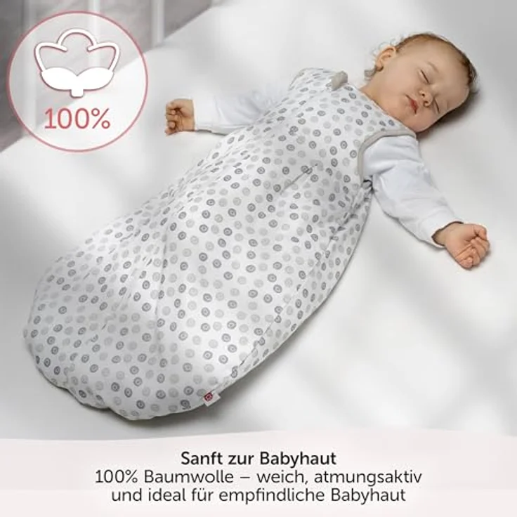 Coconette 2-tlg. Schlafsack-Set Circle Weiß Grau, 2in1 Babyschlafsack mit langärmeligen Innensack und gefüttertem Außensack, Gr. 50/56 – Bild 3
