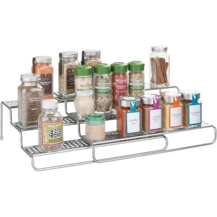mDesign Gewürzregal Regal Küchenablage Organizer ausziehbar Metall Silber – Bild 8