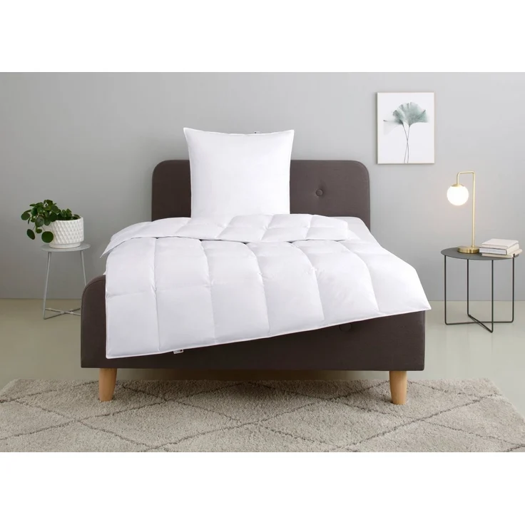 OTTO home Federbettdecke + Kopfkissen Irah Bettdecke 135x200 cm, 155x220 cm, Bezug: 100% Baumwolle, Set mit Kissen 80x80 cm, Sommer, Winter, Made in Germany – Bild 1