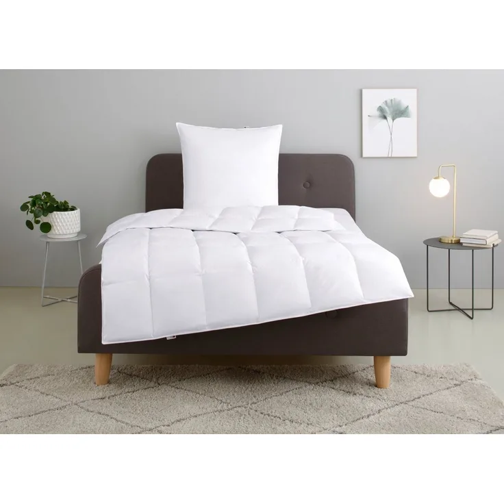 OTTO home Federbettdecke + Kopfkissen Irah Bettdecke 135x200 cm, 155x220 cm, Bezug: 100% Baumwolle, Set mit Kissen 80x80 cm, Sommer, Winter, Made in Germany