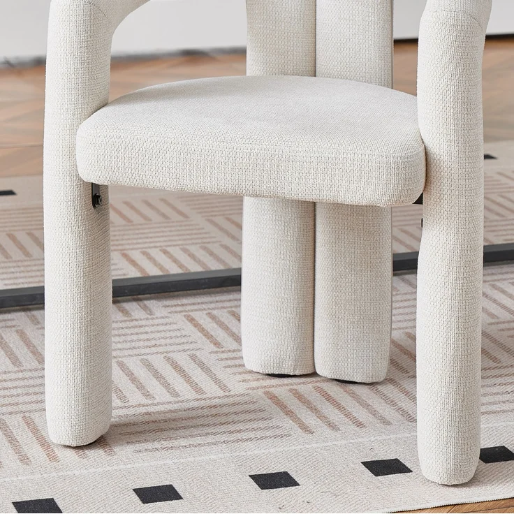 Esszimmerstuhl 4er-Set 62×52×75 cm in Beige mit Chenille-Bezug und Armlehnen – Bild 6
