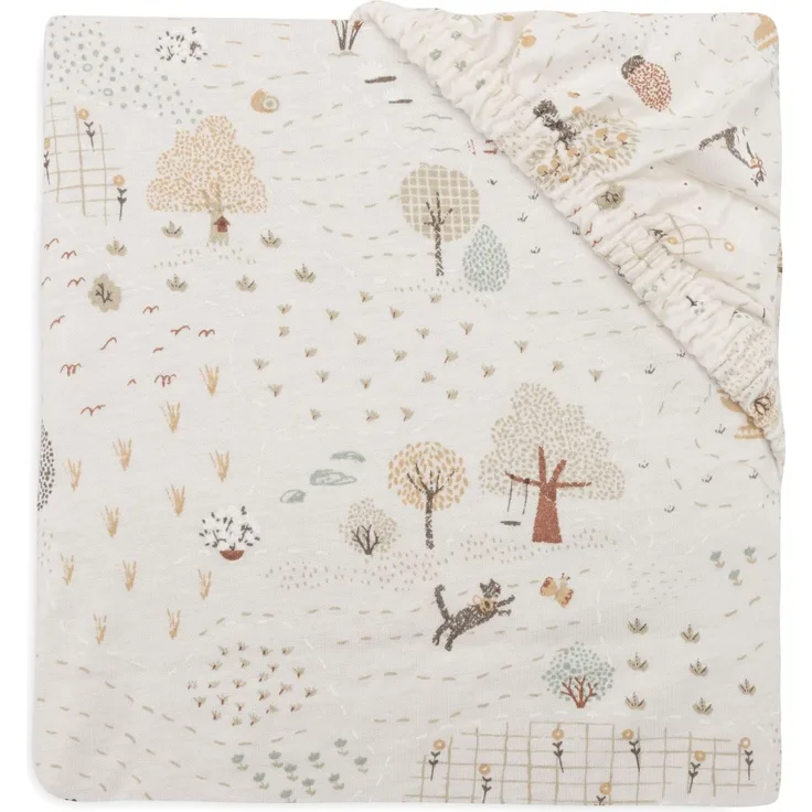 Jollein Spannbettlaken Jersey - Für das Kleinkinderbett - Tiny Park - 70/75x140/150cm - Spannbettlaken Baumwolle - Spannbetttuch - Oeko-TEX Zertifiziert