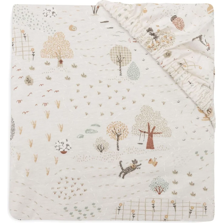 Jollein Spannbettlaken Jersey - Für das Kleinkinderbett - Tiny Park - 70/75x140/150cm - Spannbettlaken Baumwolle - Spannbetttuch - Oeko-TEX Zertifiziert