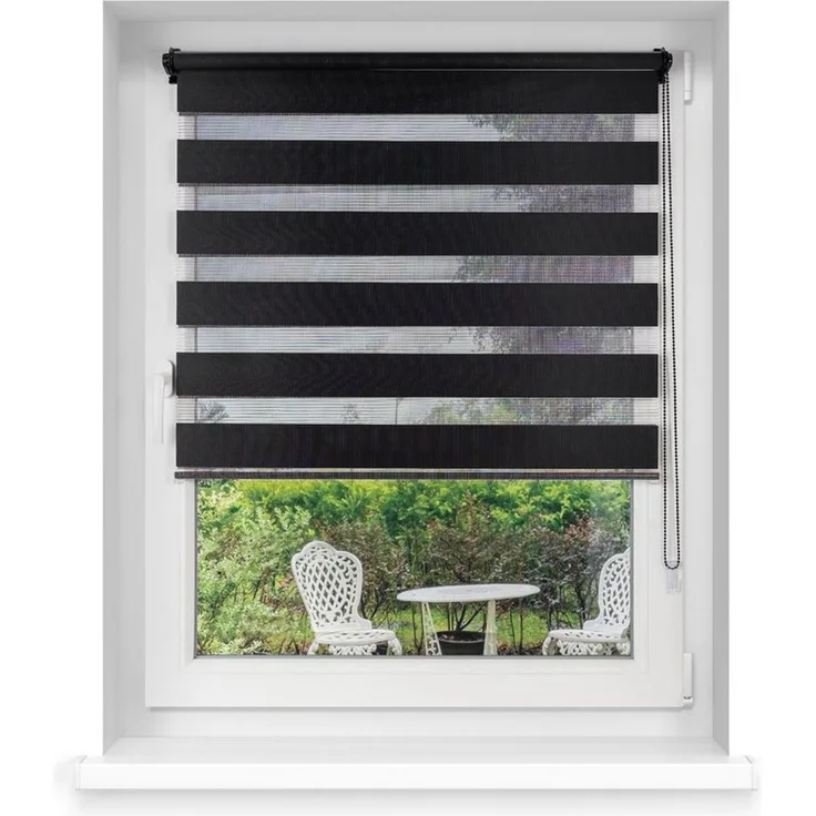 Doppelrollo Klemmfix Doppelrollo / Duo Rollo, 50 x 150 cm, schwarz, Victoria M, blickdicht, ohne Bohren, freihängend, Klemmfix