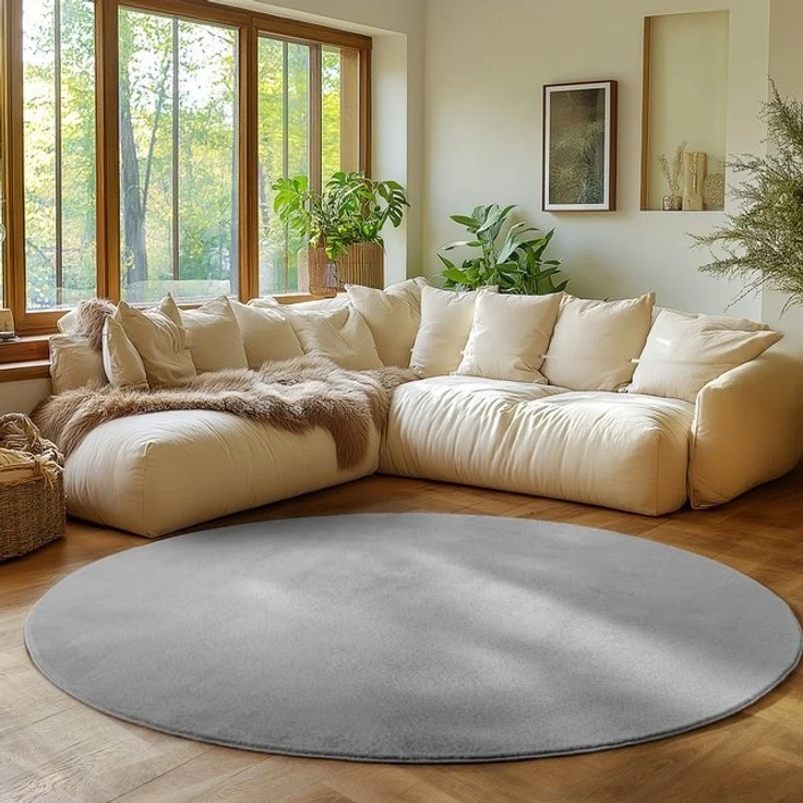 SIMPEX24 Teppich Unicolor - Einfarbig, Rund, Höhe: 11 mm, Perfekt geeignet für Wohnzimmer, Schlafzimmer,Kinderzimmer – Bild 4