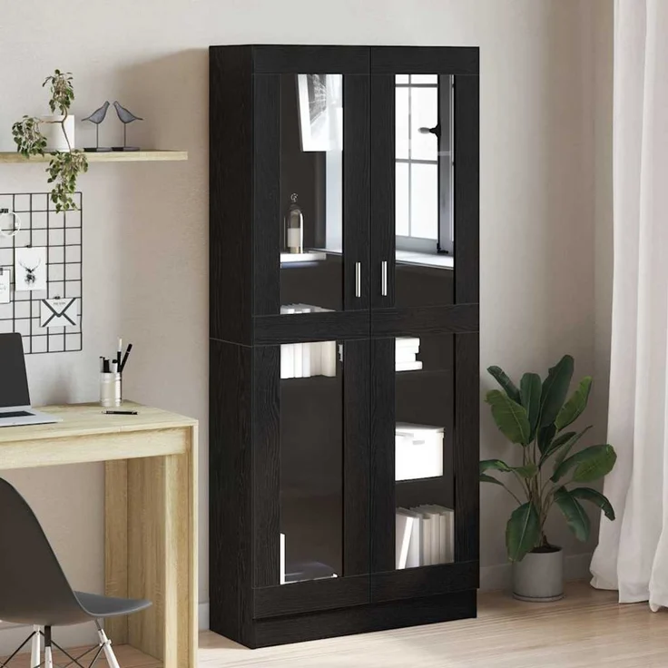 vidaXL Bücherregal 82,5 x 30,5 x 185 cm Schwarz Eichen-Optik 3329277 – Bild 1