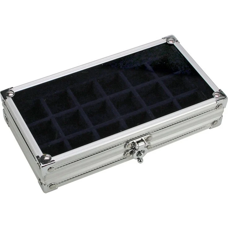 Safe-Album Vitrine Aluminium-Sammelvitrine mit 18 Fächern & Velours-Einsatz I SAFE – Bild 1