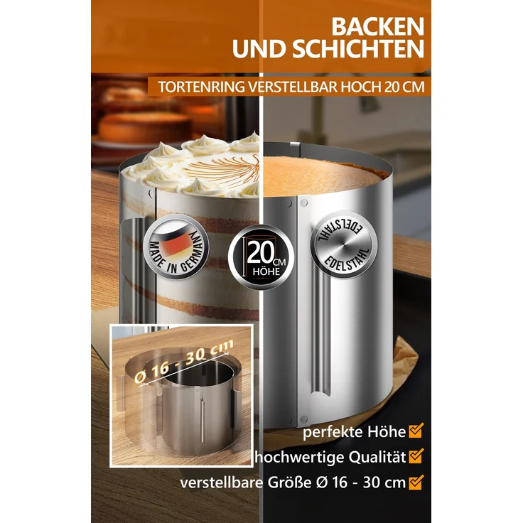 Aurelia Home Tortenset 24-teilig – Tortenring 20 cm, Tortenheber, Dekozubehör – Bild 3