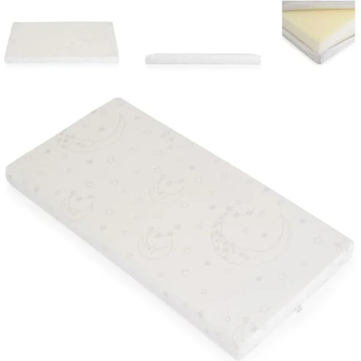 Moni Babybett-Martratze Snooze 140 x 70 x 10cm Reißverschluss waschbar ab Geburt weiß – Bild 1