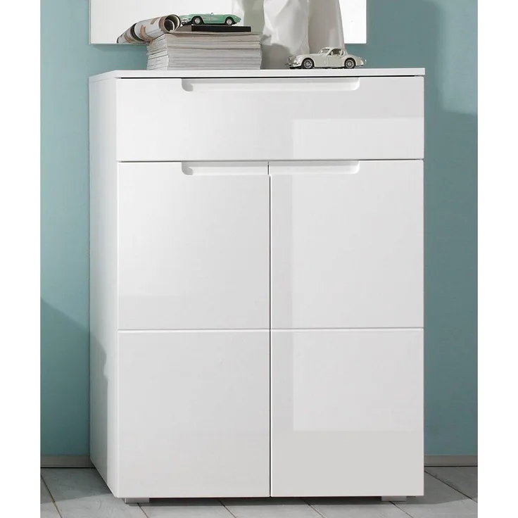 Schuhschrank >Suzette< in Weiß aus MDF - 70x101x40cm (BxHxT)
