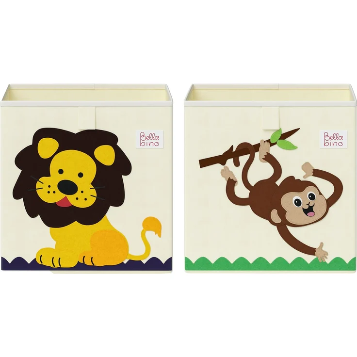 Bellabino 'Helme' Aufbewahrungsboxen, Affe/Löwe, beige, 2er-Set – Bild 1