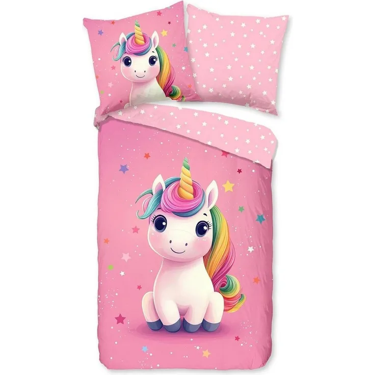 TRAUMSCHLAF Bettwäsche Einhorn, Flanell, 2 teilig, besonders weich und warm