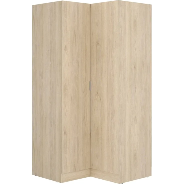 Dmora Kleiderschrank 2 Türen Aser, Eckschrank für Schlafzimmer, Eckschrank, 91x93h184 cm, 91x93h184 cm, Eiche