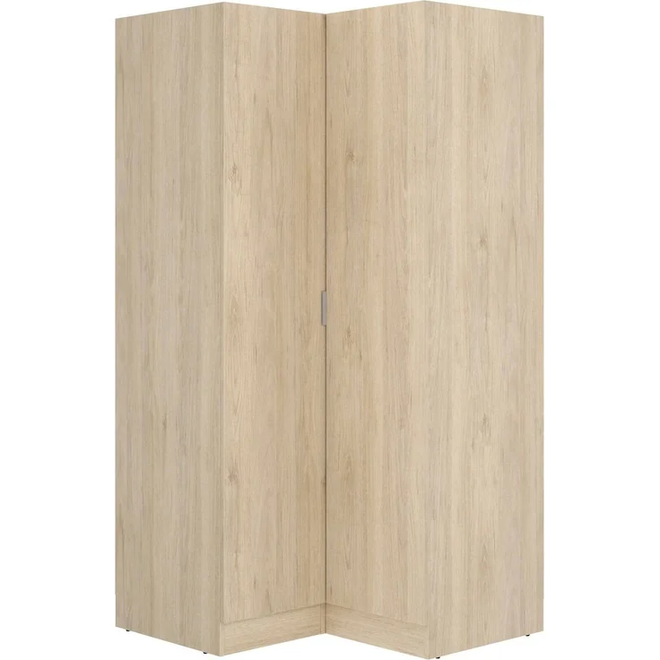 Dmora Kleiderschrank 2 Türen Aser, Eckschrank für Schlafzimmer, Eckschrank, 91x93h184 cm, 91x93h184 cm, Eiche – Bild 1