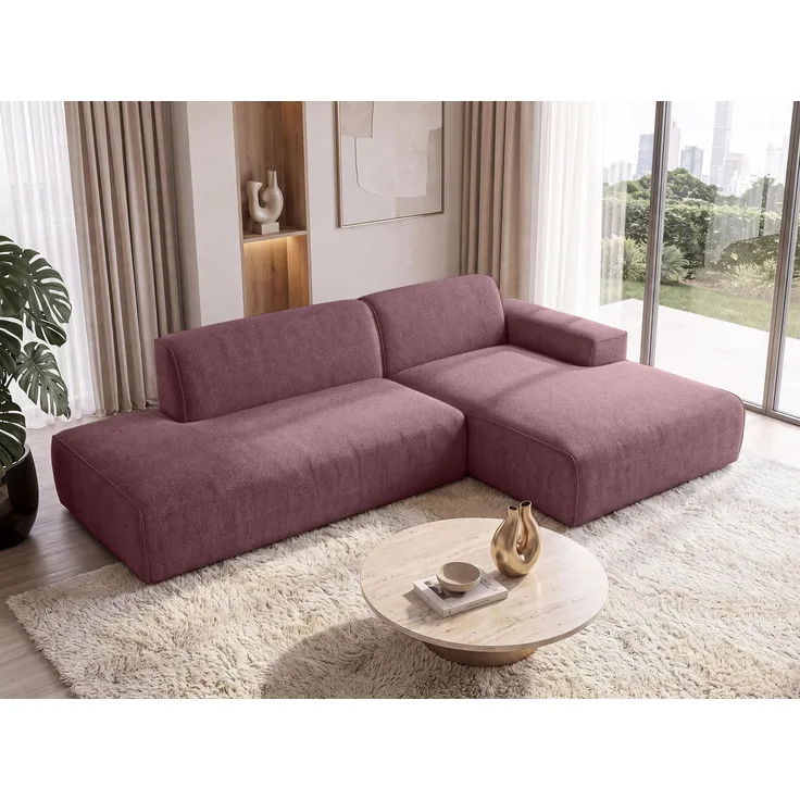AX LIVING Ecksofa Modern Didim Duo 284 cm Rosa Chenille Eckcouch R