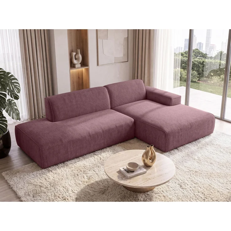 AX LIVING Ecksofa Modern Didim Duo 284 cm Rosa Chenille Eckcouch R – Bild 1