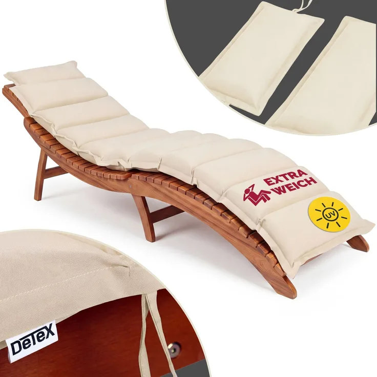 Deuba 'Detex' Polsterauflage wasserabweisend, Polyester creme, 183 x 56 x 7 cm
