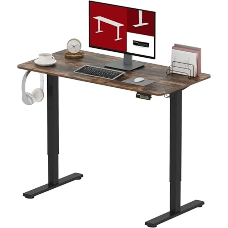 SANODESK Höhenverstellbarer Schreibtisch 120x60 cm Schreibtisch Höhenverstellbar Elektrisch Ergonomischer Steh-Sitz Tisch Computertisch für Heimbüro Homeoffice(braun) – Bild 1