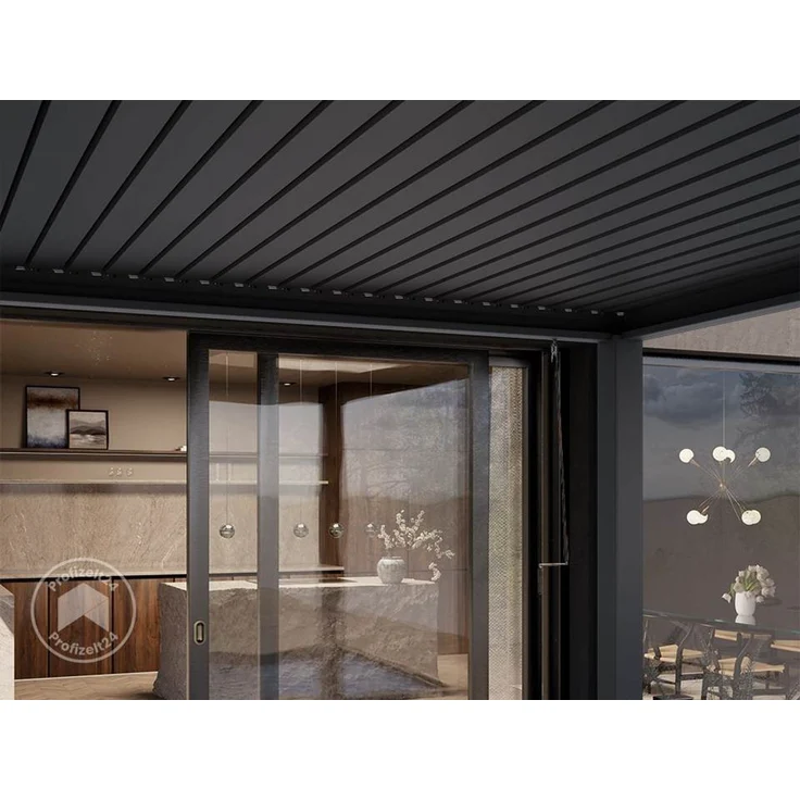 PRIMEYARD Pergola 3x4 m Aluminium Pfosten mit Lamellendach aus Aluminium anthrazitfarbeneTerrassenüberdachung – Bild 6