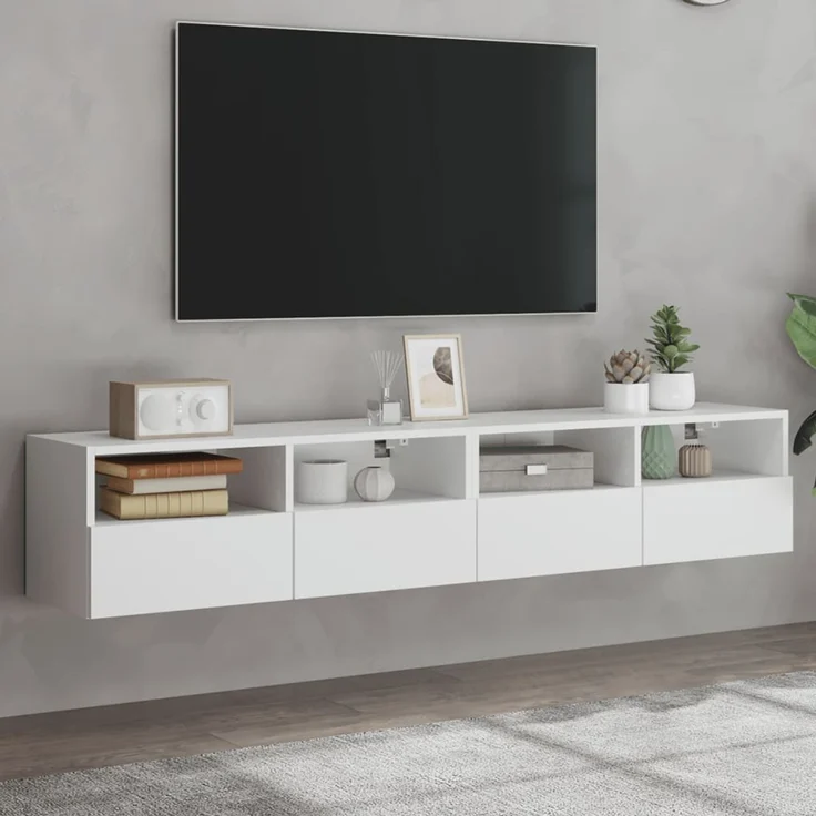 2 pcs TV-Wandschrank, TV Hängeboard Hängeschrank Weiß 80x30x30 cm Holzwerkstoff – Bild 1
