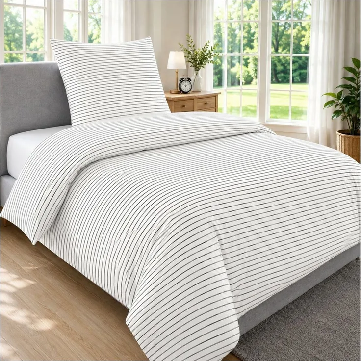Malika Bettwäsche 135x200 + 80x80 cm atmungsaktiver Bettbezug, moderne Designs, Baumwolle, 2 teilig, pflegeleicht, hautfreundlich, angenehm weicher Stoff