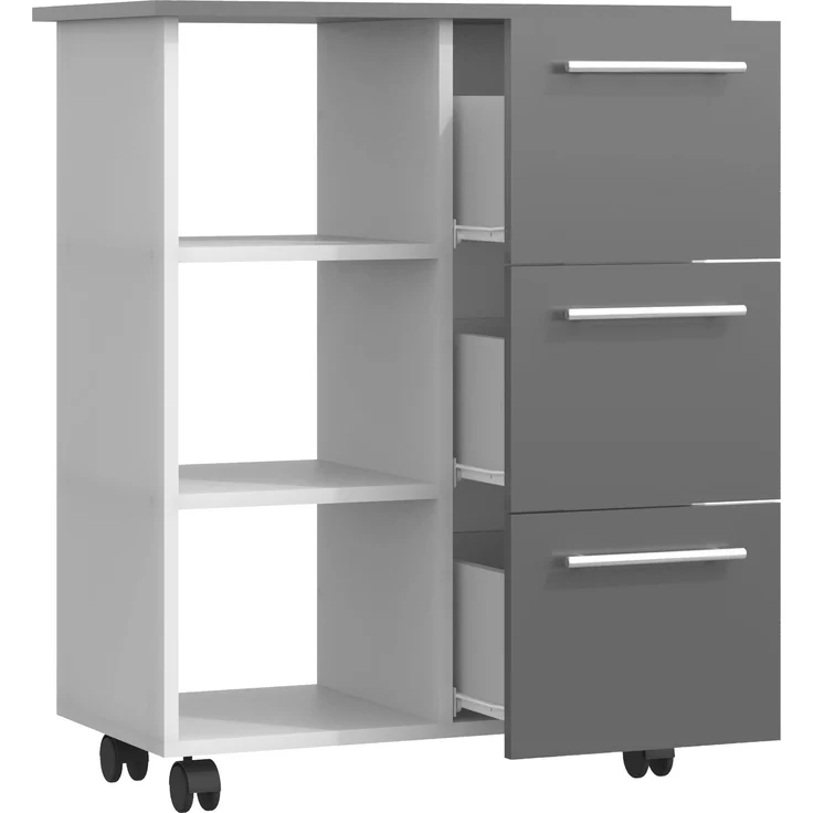 VCM Küchenmöbel Servierwagen Esilo 919016 Weiß / Anthrazit H. 85 x B. 68 x T. 38 cm – Bild 3