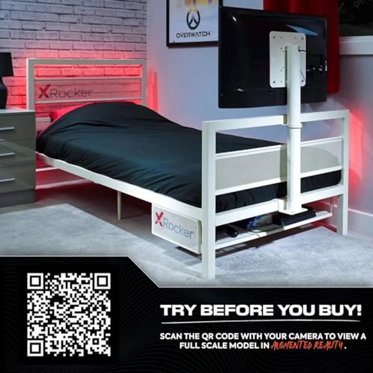 X Rocker Multimediabett Basecamp Gaming Metall Bett mit TV-Halterung für Kinder & Jugendliche – Bild 8