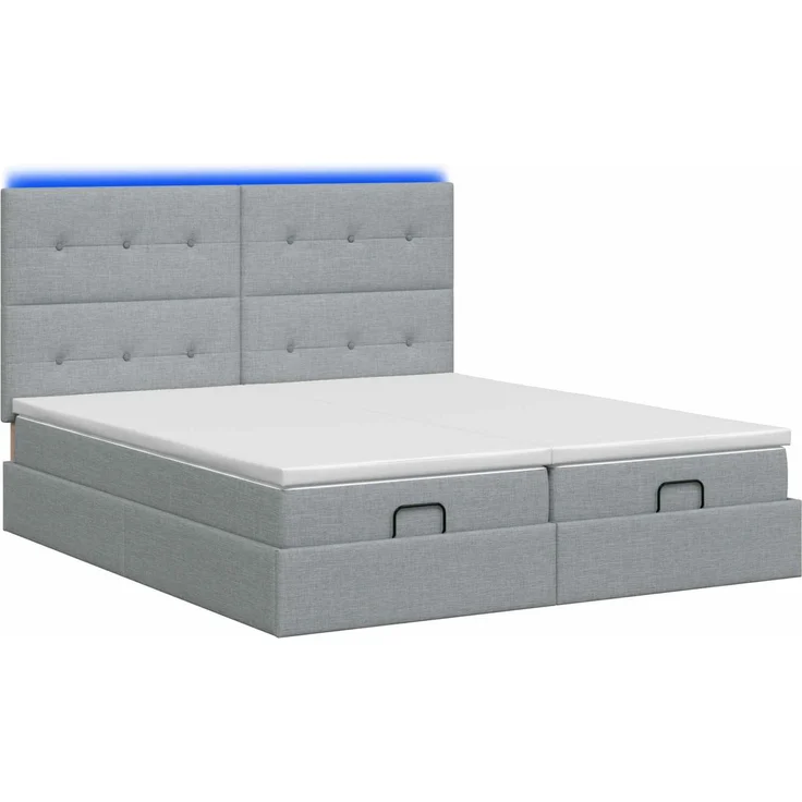 vidaXL Ottoman-Bett mit Matratze und LED Hellgrau 180 x 200 cm Stoff 3458437 – Bild 9