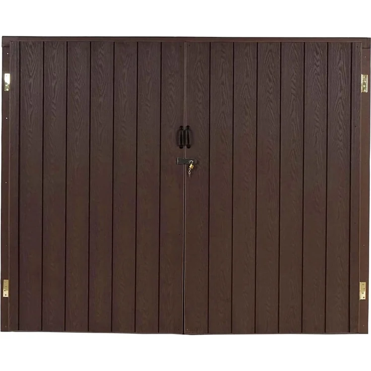 WPC-Fahrradgarage HWC-J29, Geräteschuppen Fahrradbox, Metall Holzoptik abschließbar ~ 2 Räder 172x213x112cm braun – Bild 3
