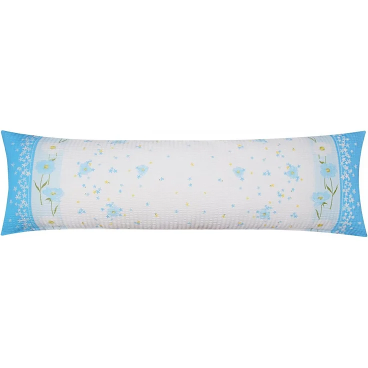 Heubergshop Seitenschläferkissenbezug, (1 Stück), Seersucker, 40x145cm, Margerite, Blumen und Blüten in Blau (137/2a) – Bild 2