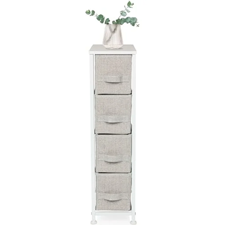 hjh LIVING Kommode mit 4 Stoffschubladen FOLDRESS S 20 x 48 x 76 cm Schubladenkommode Organizer, höhenverstellbare Fußgleiter, Metall-Gestell, Grau – Bild 6